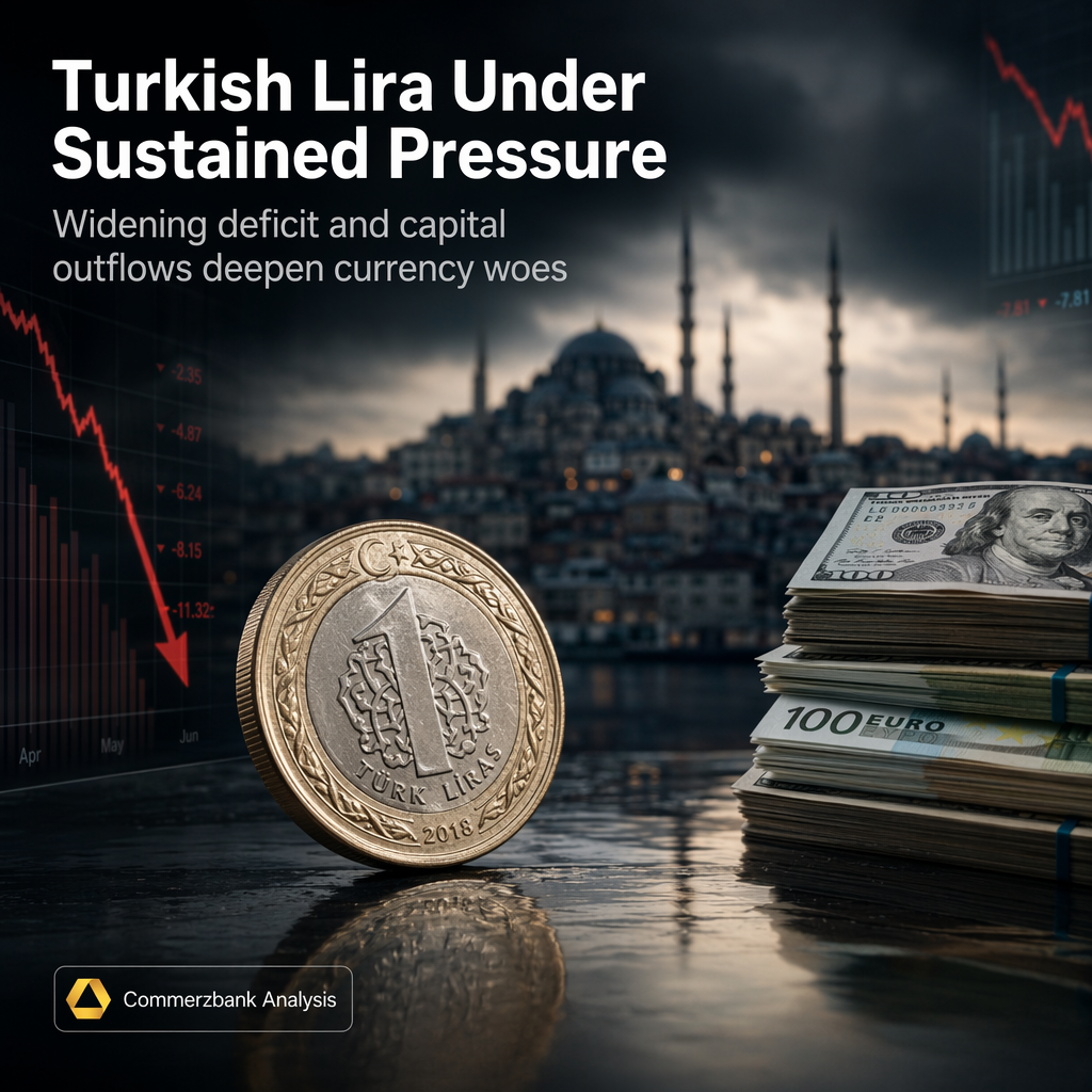 Turkish Lira Faces Ongoing Depreciation Pressure Amid Widening Current-Account Deficit and Capital Outflows