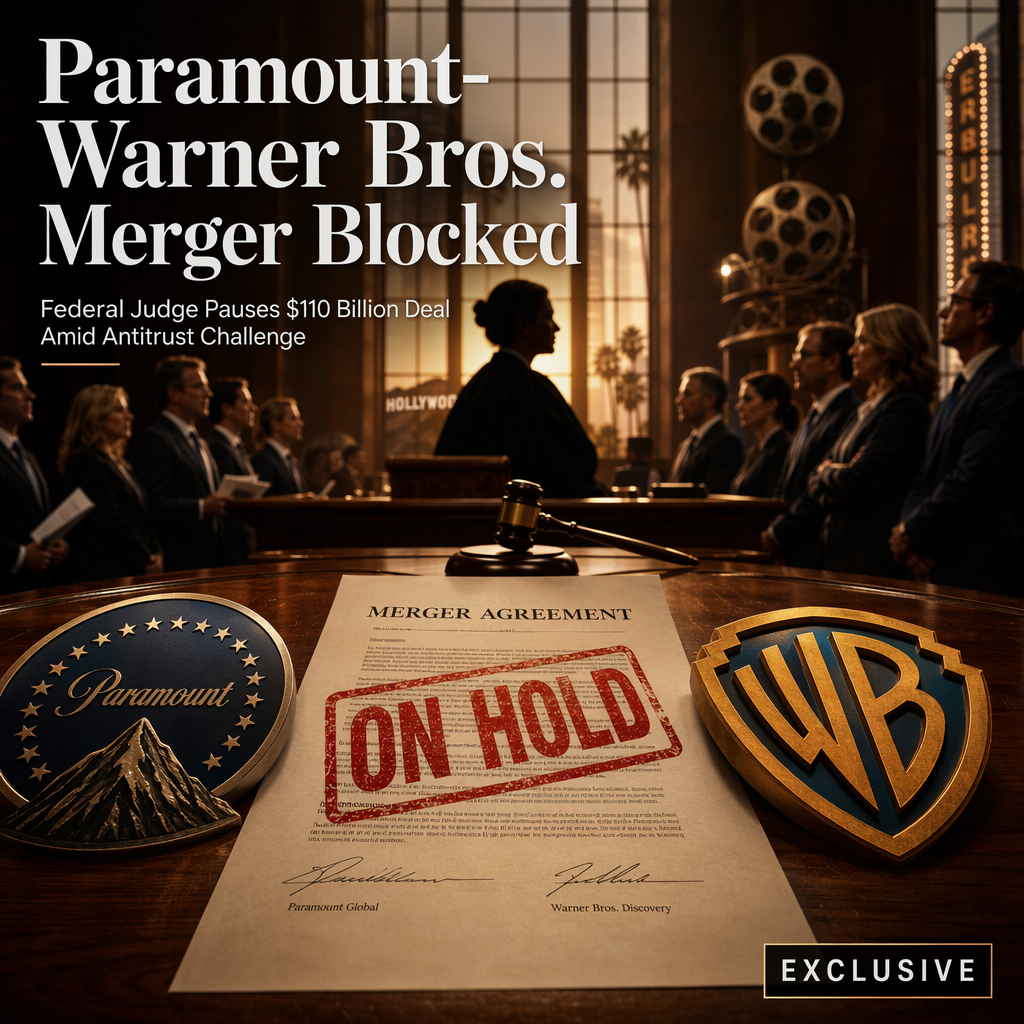 Federal Judge Temporarily Halts $110 Billion Paramount-Warner Bros. Merger Amid Antitrust Challenge