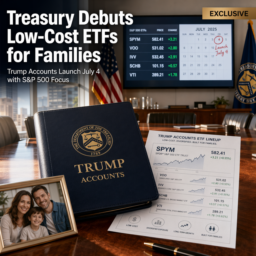 Treasury Unveils Low-Cost ETF Lineup for Trump Accounts Launching July 4