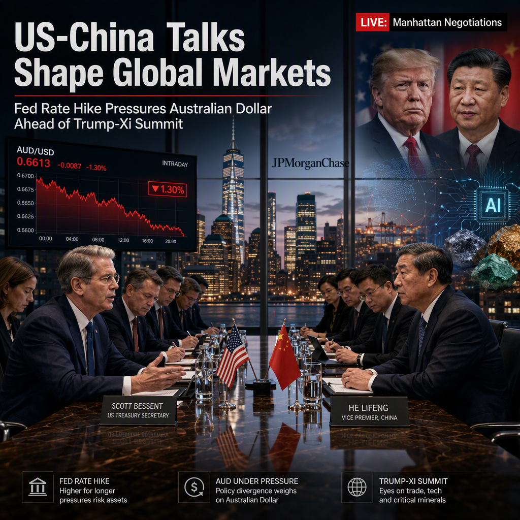 US-China High-Level Talks Begin as Fed Rate Hike Pressures Australian Dollar Ahead of Trump-Xi Summit