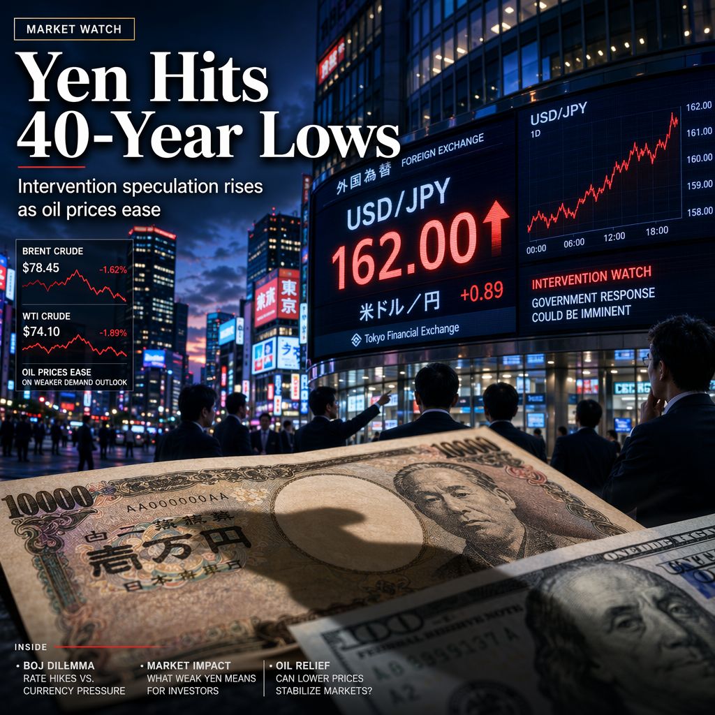 Japanese Yen Nears 40-Year Lows Amid Intervention Speculation and Oil Price Relief