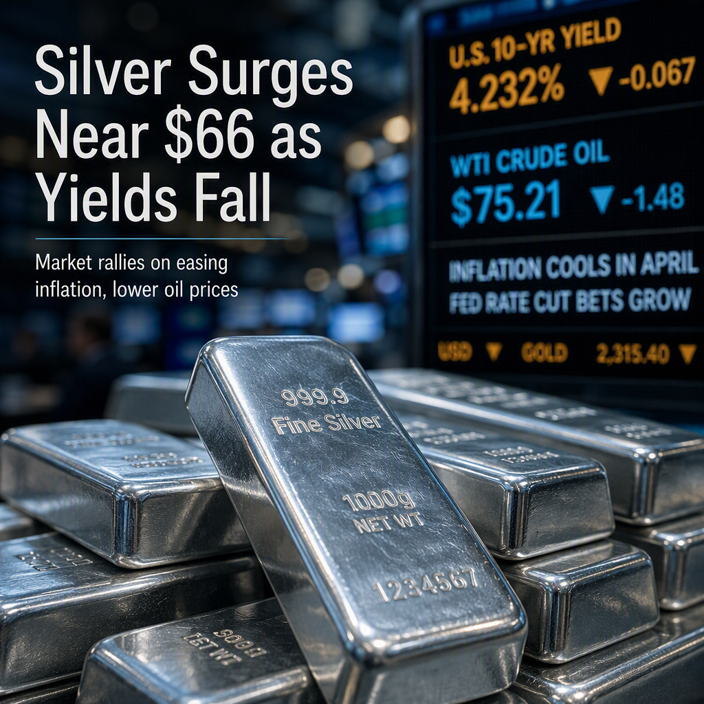 Silver Price Climbs Near $66 as US 10-Year Yield Retreats Amid Lower Oil Prices