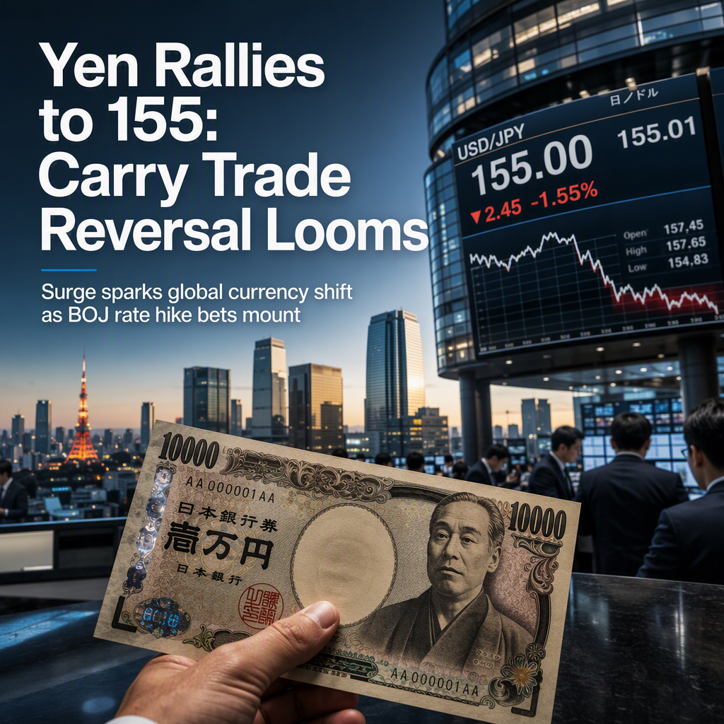 Yen Surges to 155 Against Dollar Amid Speculation of Carry Trade Reversal and Accelerated BOJ Rate Hikes
