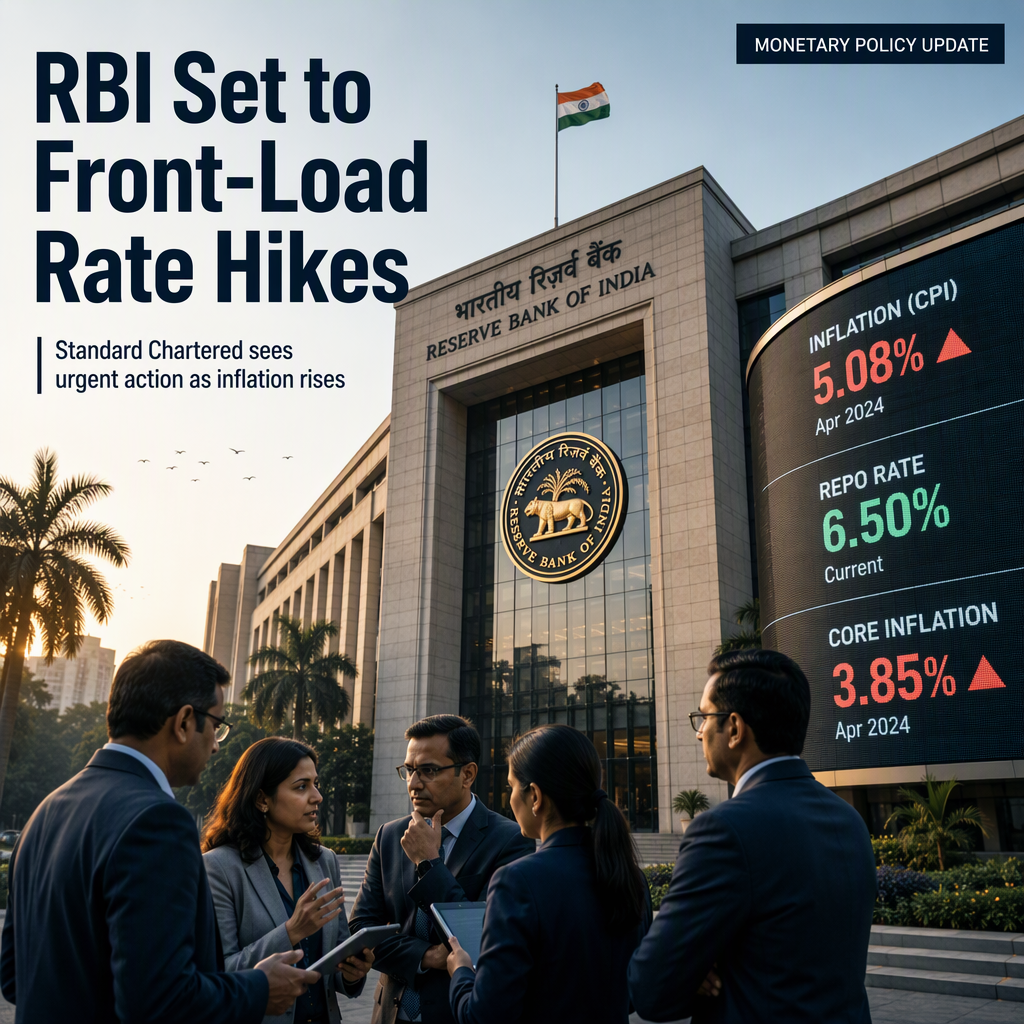 Standard Chartered Expects RBI to Front-Load Rate Hikes Amid Rising Inflation