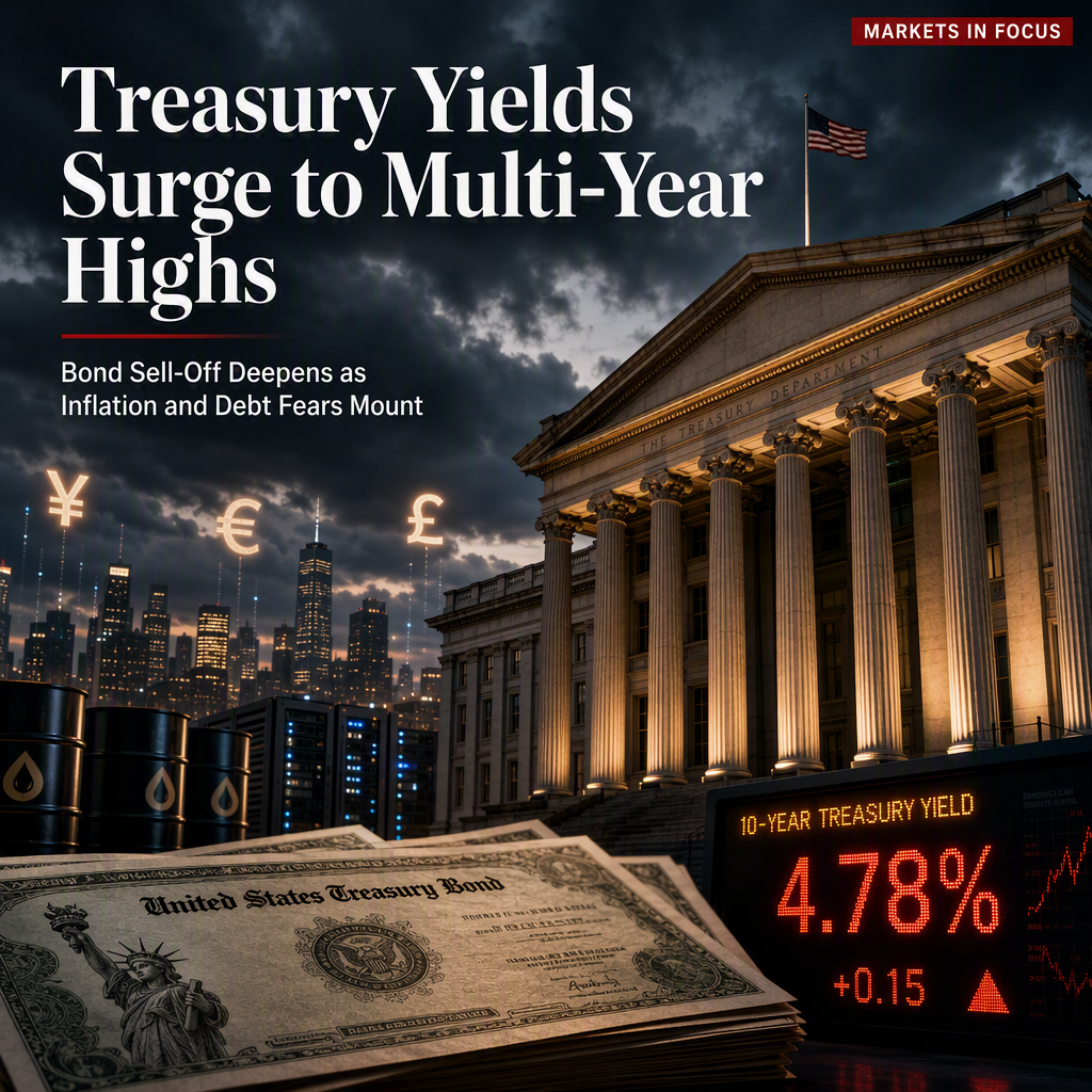 U.S. Treasury Yields Near Multi-Year Highs Amid Bond Sell-Off Driven by Inflation and Debt Concerns
