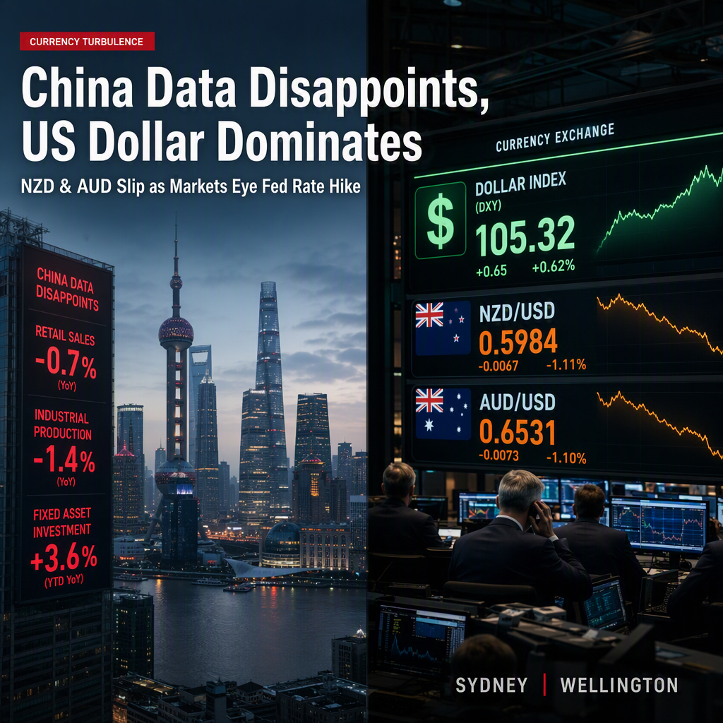 Chinese Economic Data Misses Expectations, Weighs on NZD and AUD as US Dollar Strengthens