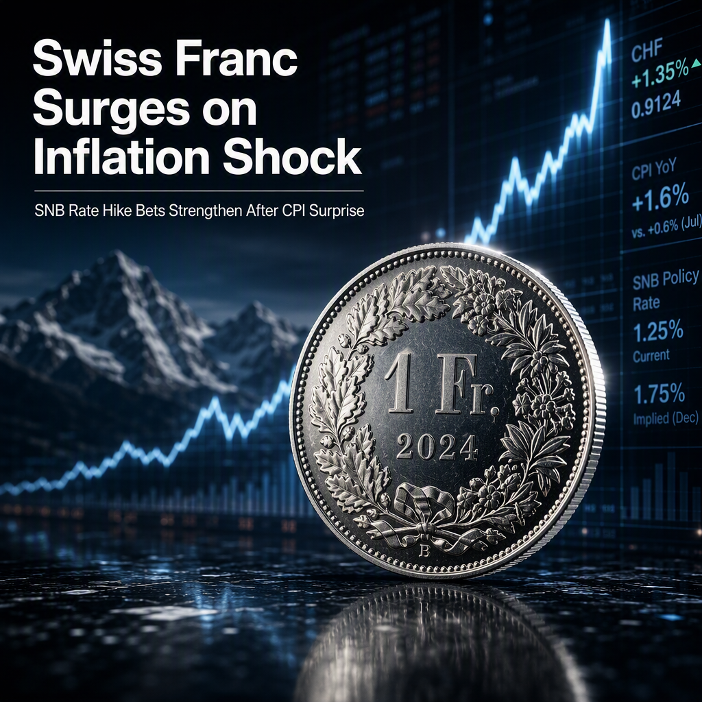 Swiss Franc Rallies as August Inflation Surprises, SNB Rate Hike Expectations Strengthen