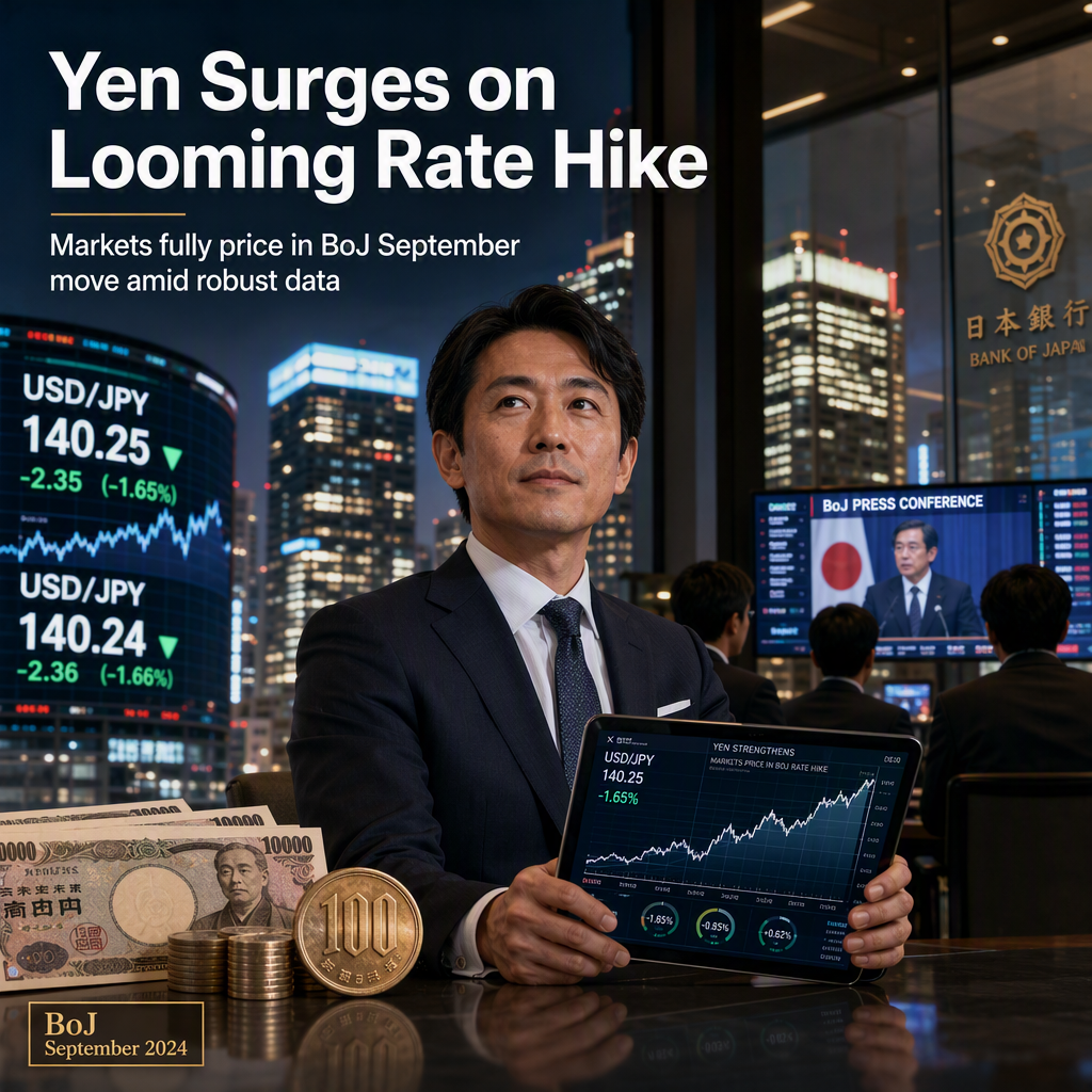 Japanese Yen Surges as Markets Fully Price In Bank of Japan's September Rate Hike Amid Strong Economic Data