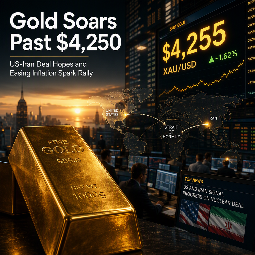 Gold Surges Above $4,250 Amid US-Iran Deal Hopes and Easing Inflation Concerns
