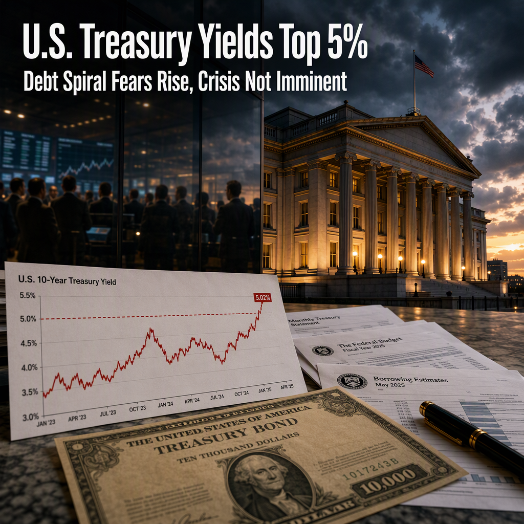 U.S. Treasury Yields Surpass 5%, Raising Debt Spiral Concerns but Crisis Not Imminent, Analysts Say