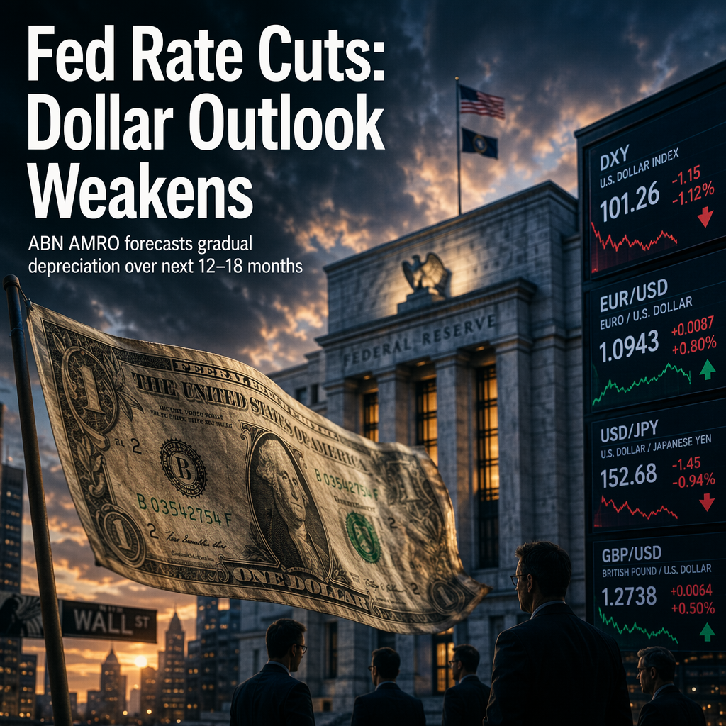 ABN AMRO Expects Fed Rate Cuts to Weaken US Dollar Over Next 12–18 Months
