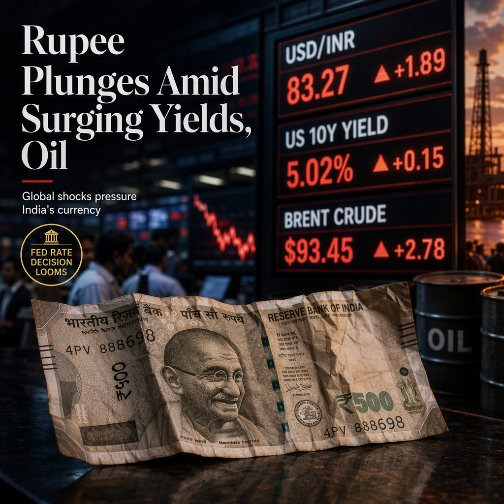Indian Rupee Slides as US Treasury Yields Hit 5% and Oil Prices Surge