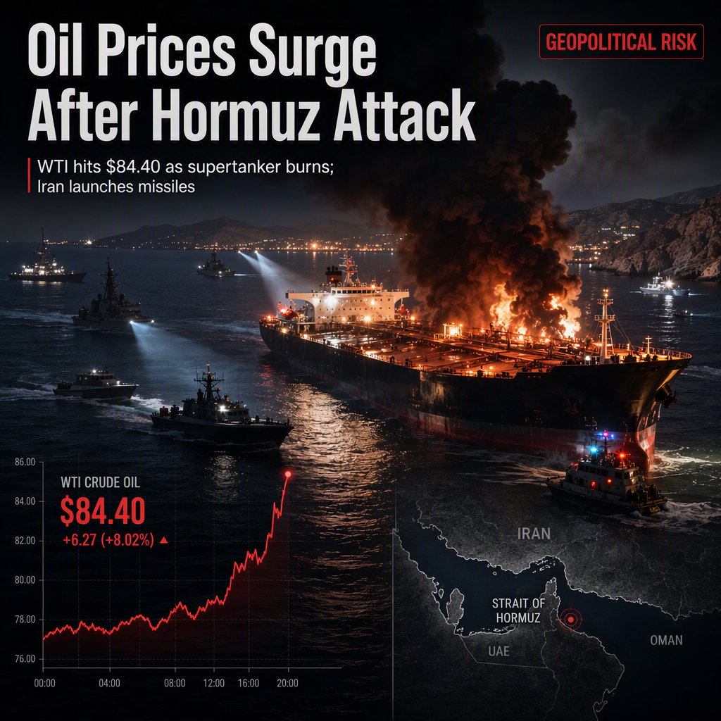 WTI Surges to $84.40 After IRGC Claims Supertanker Hit by Mines in Strait of Hormuz