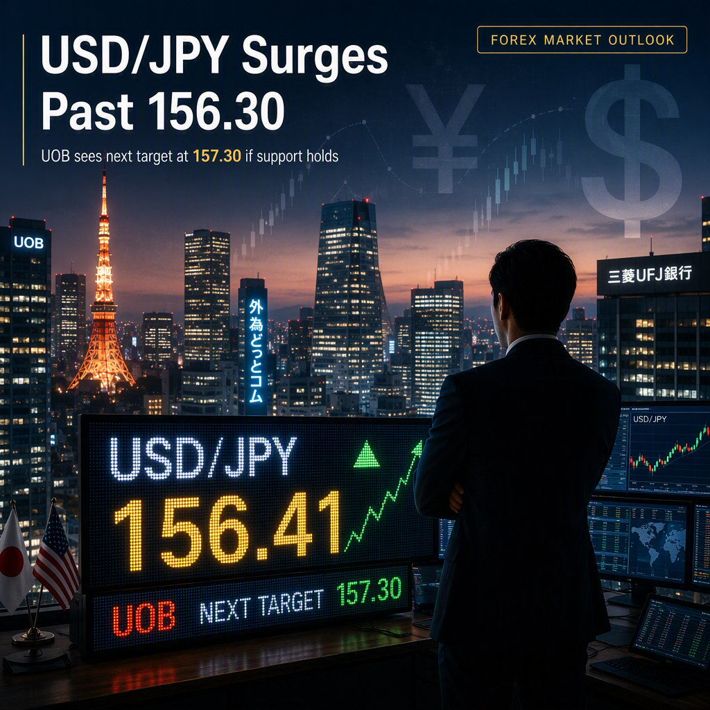 USD/JPY Surges Above 156.30; UOB Sees Potential Move Toward 157.30 if Support Holds