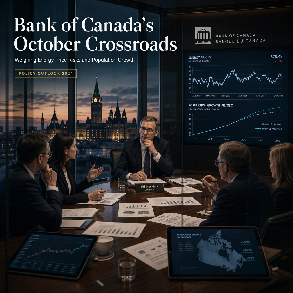 Bank of Canada Faces October Policy Dilemma Amid Energy Price Risks and Revised Population Growth