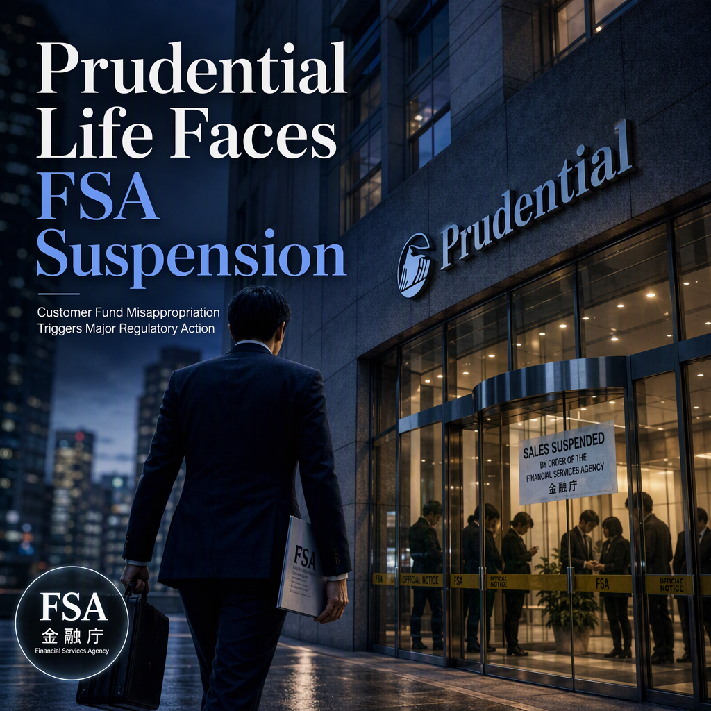 Japan's FSA to Suspend Prudential Life Insurance Sales Over Customer Fund Misappropriation