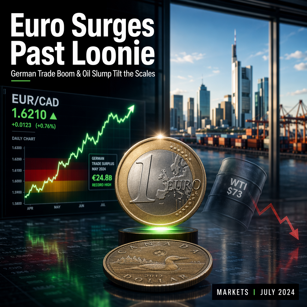 Euro Strengthens Against Canadian Dollar as German Trade Surplus Surges and Oil Prices Weaken
