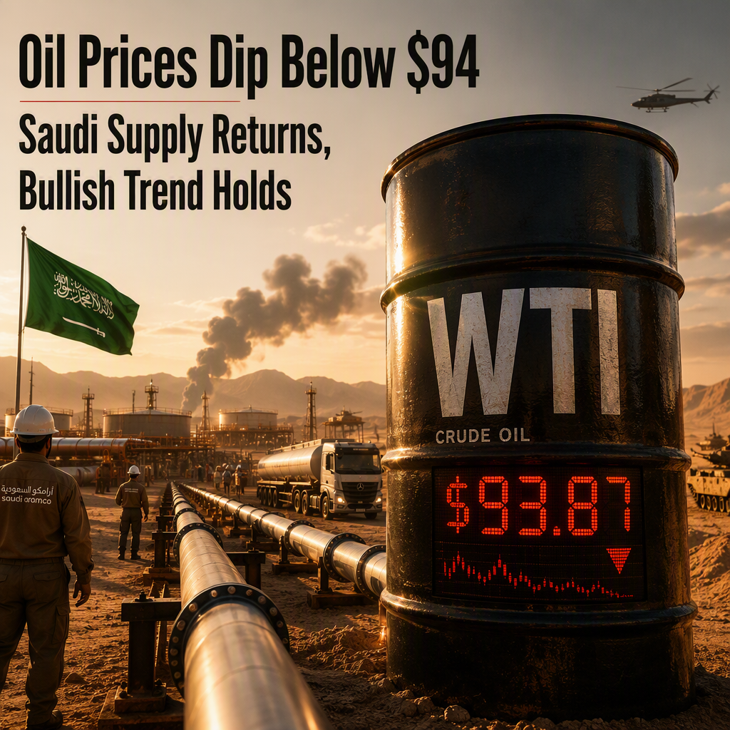 WTI Crude Oil Falls Below $94 Amid Saudi Supply Recovery, But Bullish Trend Persists