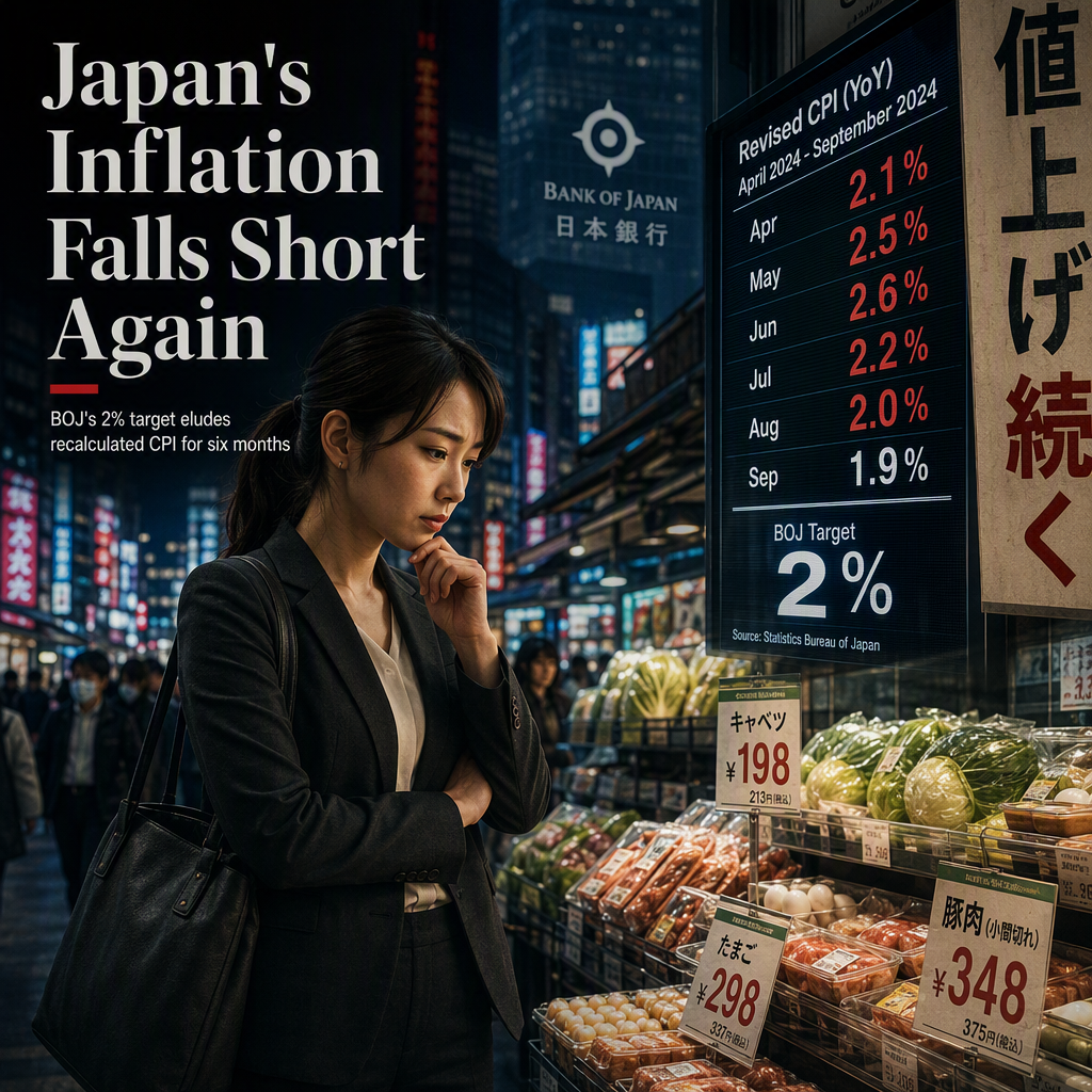 Japan's Revised CPI Data Extends Undershooting of BOJ's 2% Inflation Target