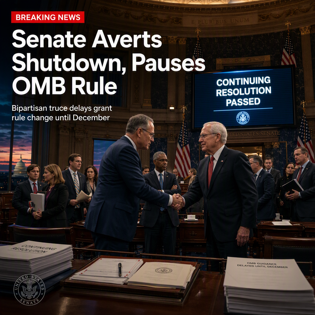 Senate Advances Bipartisan Measure to Avert Government Shutdown, Delays OMB Grant Rule Change