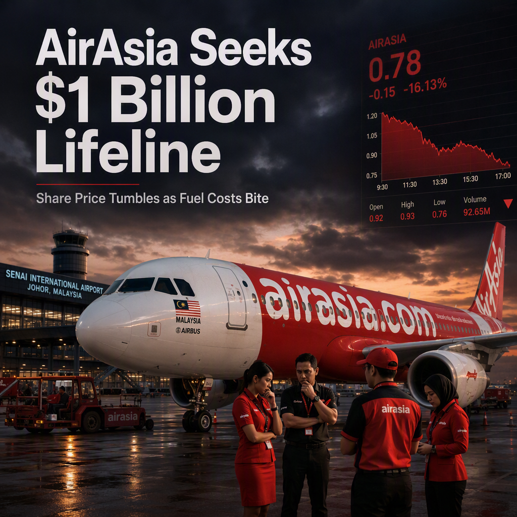 AirAsia Targets $1 Billion Financing Amid Share Slump and Fuel Cost Pressures