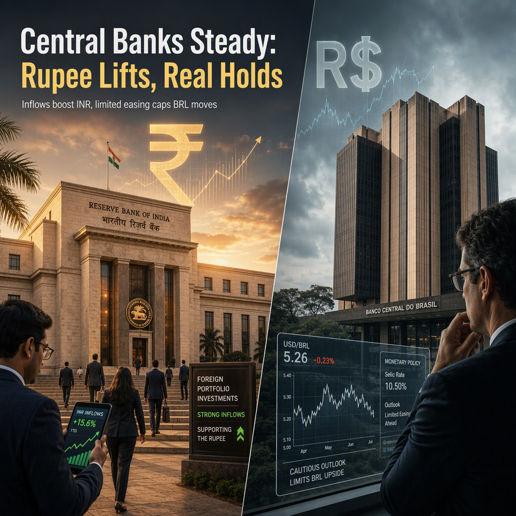 RBI Holds Rates Steady as Inflows Support Rupee; Brazilian Central Bank's Limited Easing Caps Real's FX Impact