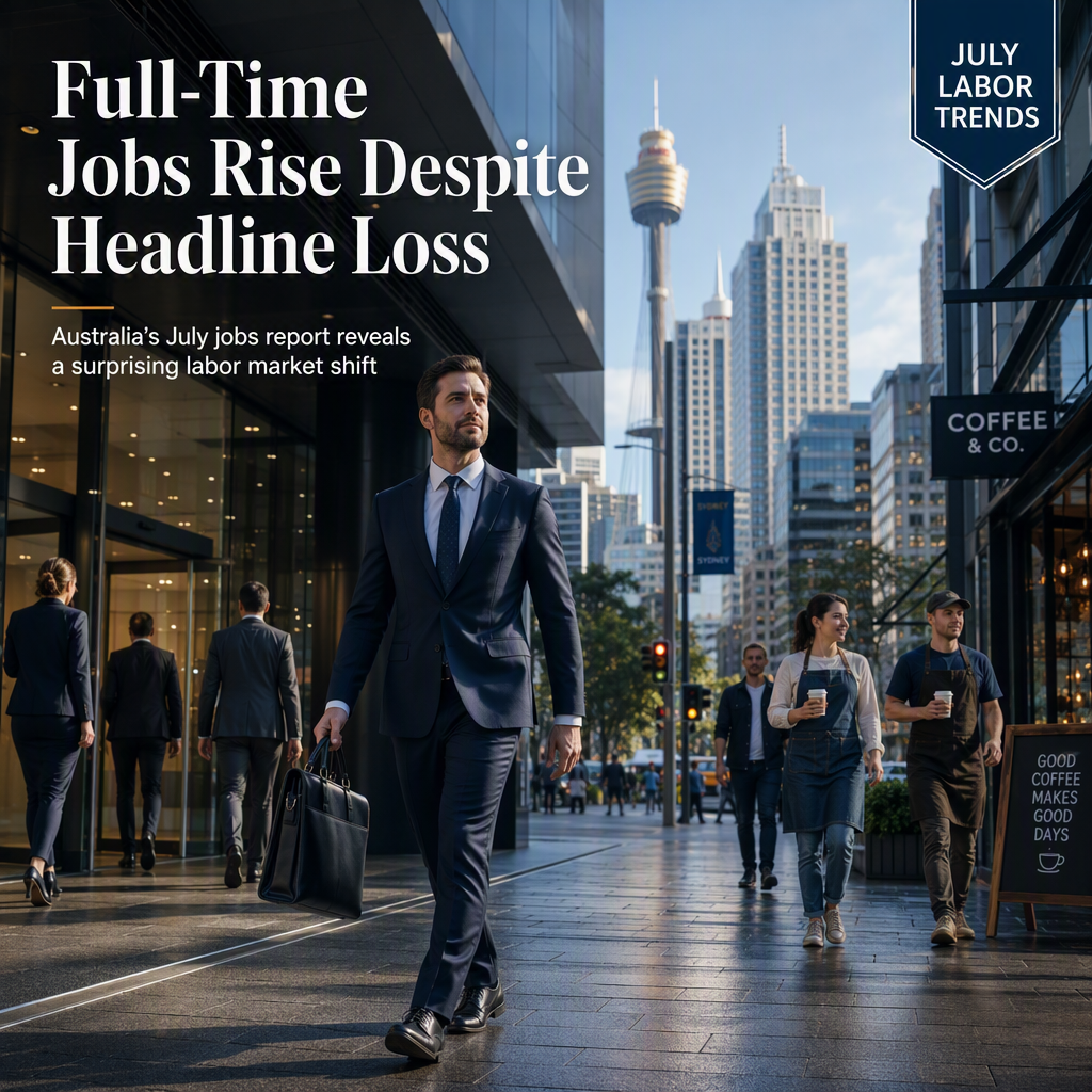 Australia's July Jobs Report Reveals Shift from Part-Time to Full-Time Employment Despite Headline Job Loss