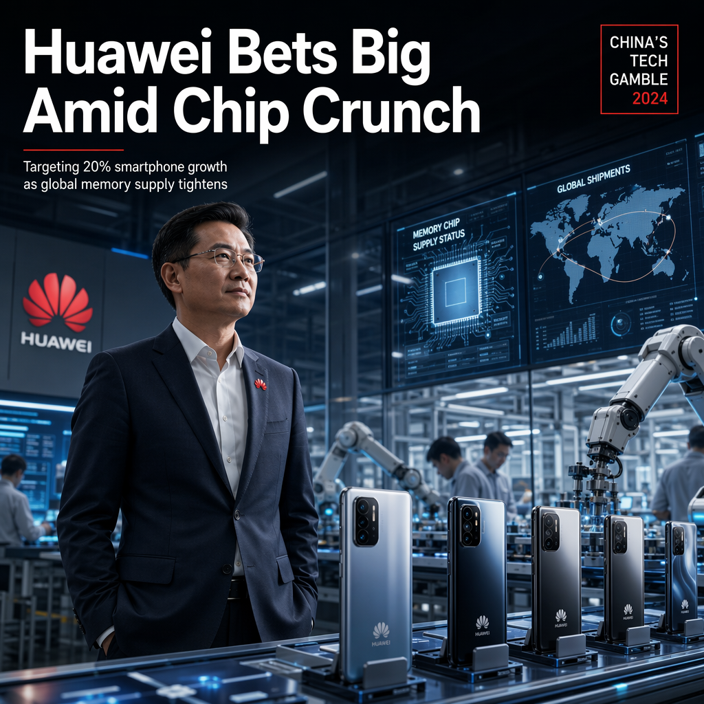 Huawei Targets 20% Smartphone Shipment Growth Amid Global Memory Chip Shortage