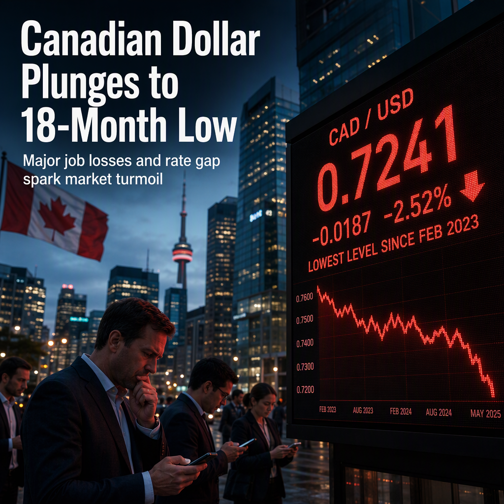 Canadian Dollar Hits 18-Month Low as Canada Reports 68.3K Job Loss in September