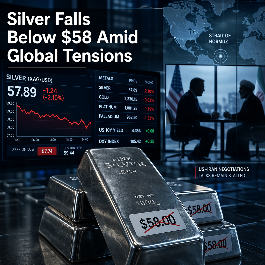 Silver Drops Below $58 Amid US-Iran Negotiation Uncertainty and Hawkish Fed Bets