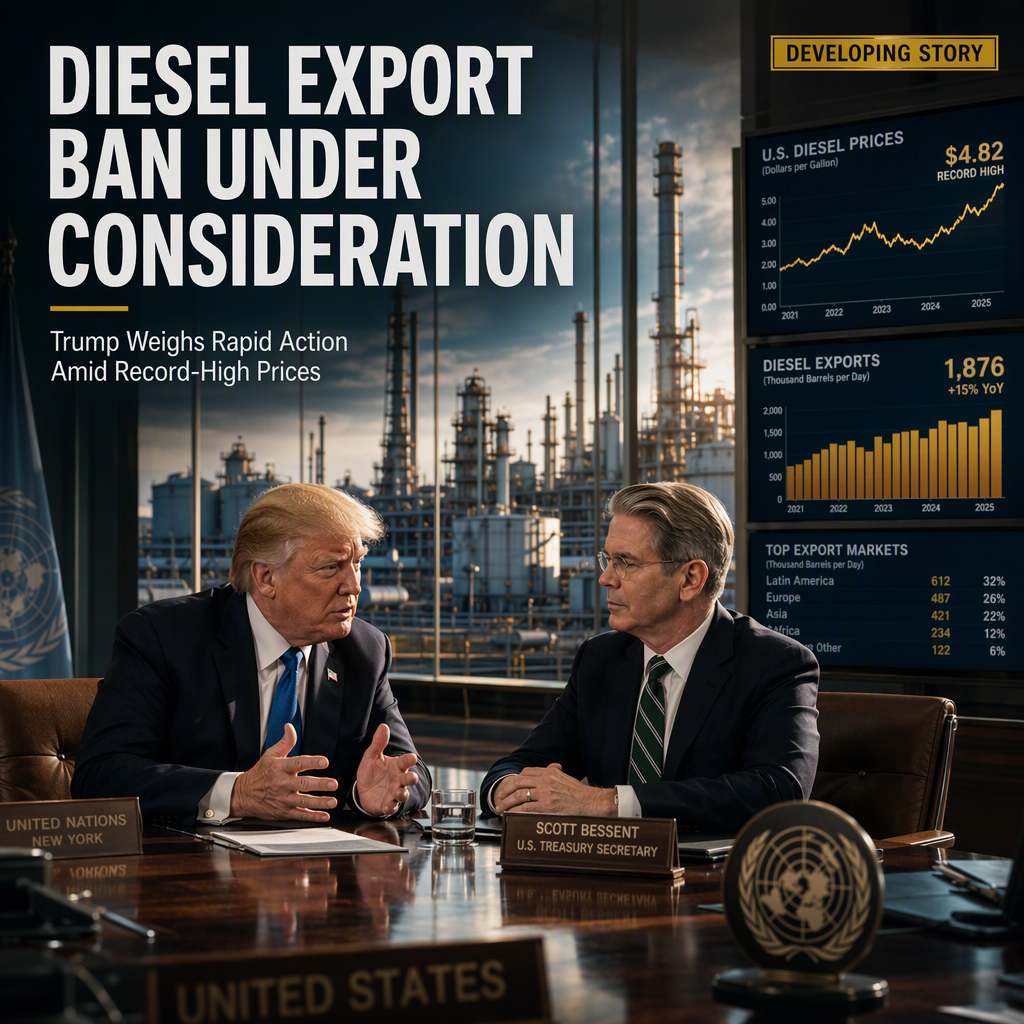 Trump Administration Considers Diesel Export Ban Amid Record-High Prices