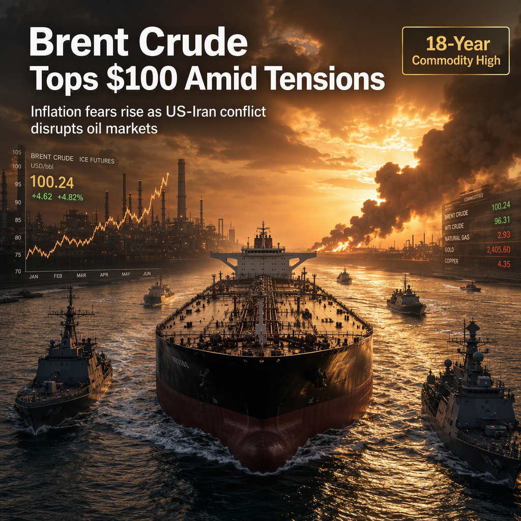 Brent Crude Surges Past $100 Amid US-Iran Tensions, Fueling Inflation Fears