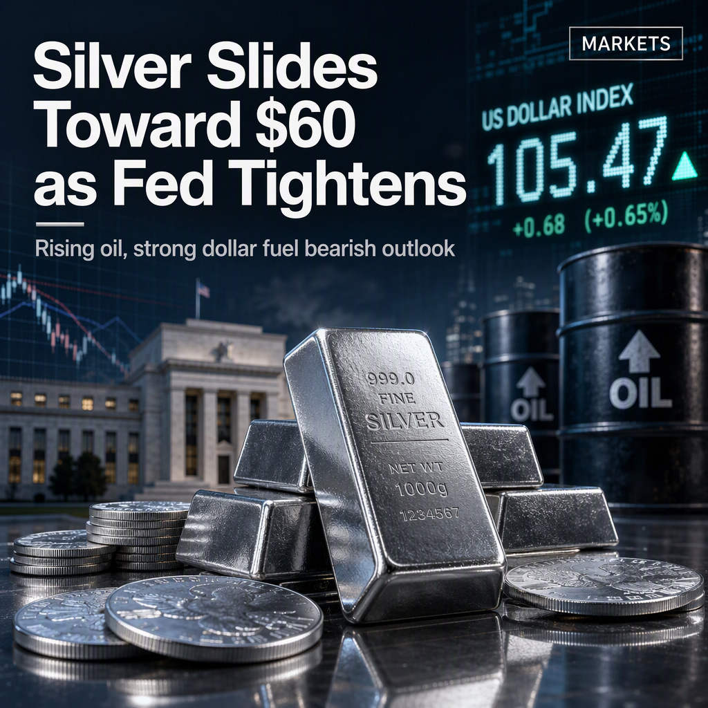 Silver Price Drops Toward $60 as Rising Oil and Strong US Dollar Fuel Fed Rate Hike Expectations