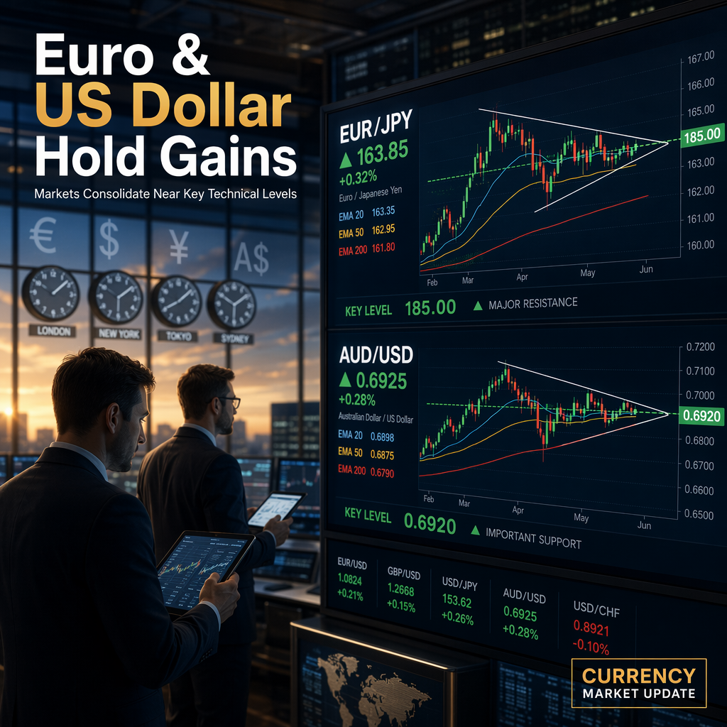 Euro and US Dollar Show Modest Gains Against Major Currencies Amid Technical Consolidation in EUR/JPY and AUD/USD
