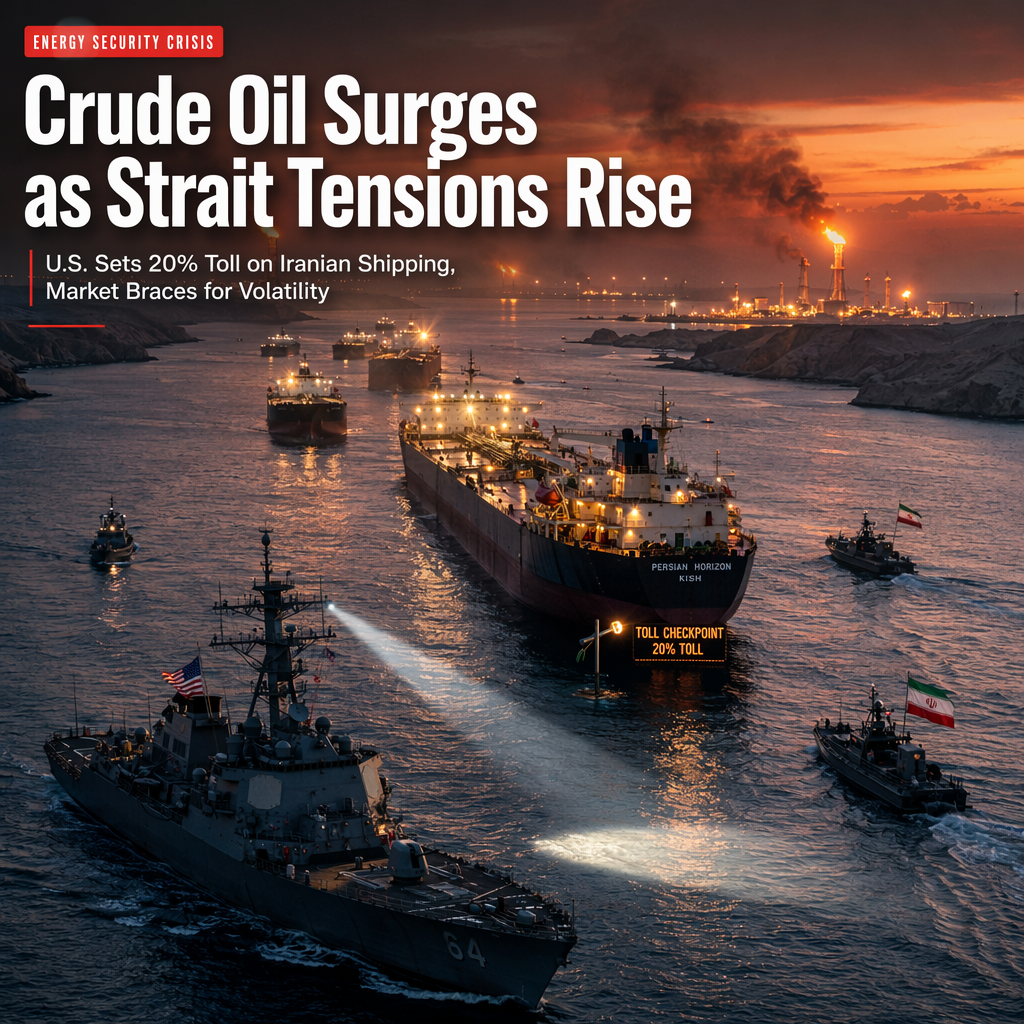 Crude Oil Prices Surge as U.S. Imposes 20% Toll on Iranian Shipping Through Strait of Hormuz