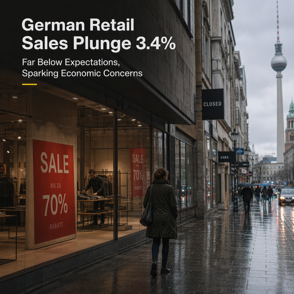 German Retail Sales Plunge 3.4% in July, Far Below Expectations