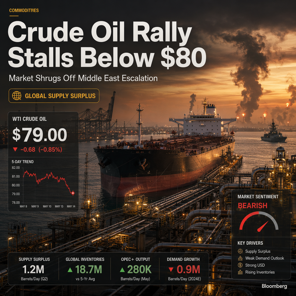 WTI Crude Oil Stalls Below $80 Despite Escalating Middle East Tensions and Supply Disruptions