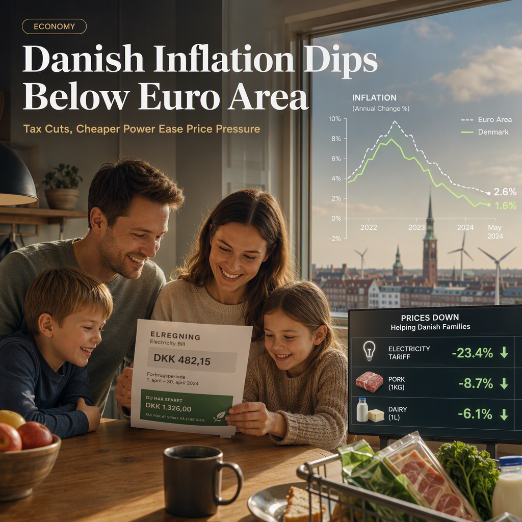 Danish Inflation Falls Below Euro Area Amid Tax Cuts and Lower Electricity Prices