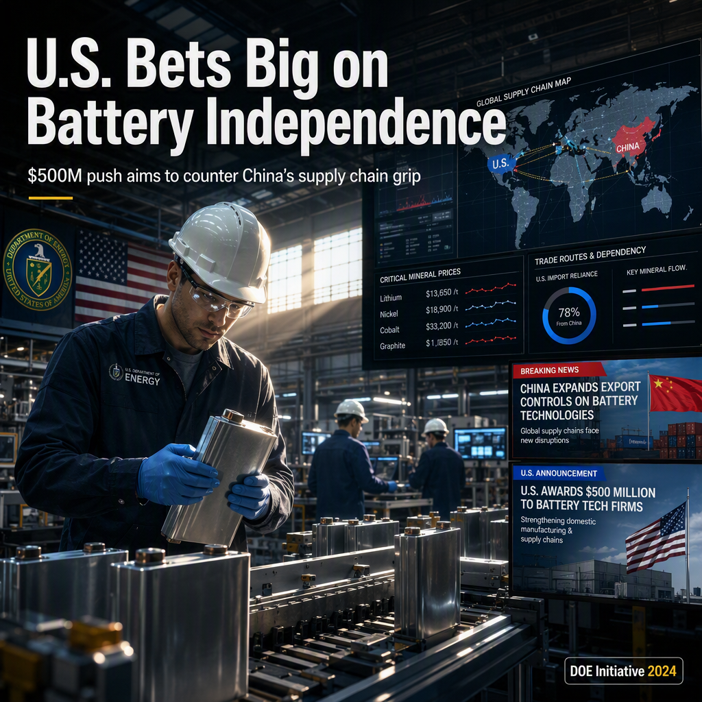 U.S. Awards $500 Million to Battery Tech Firms in Bid to Counter China’s Supply Chain Dominance
