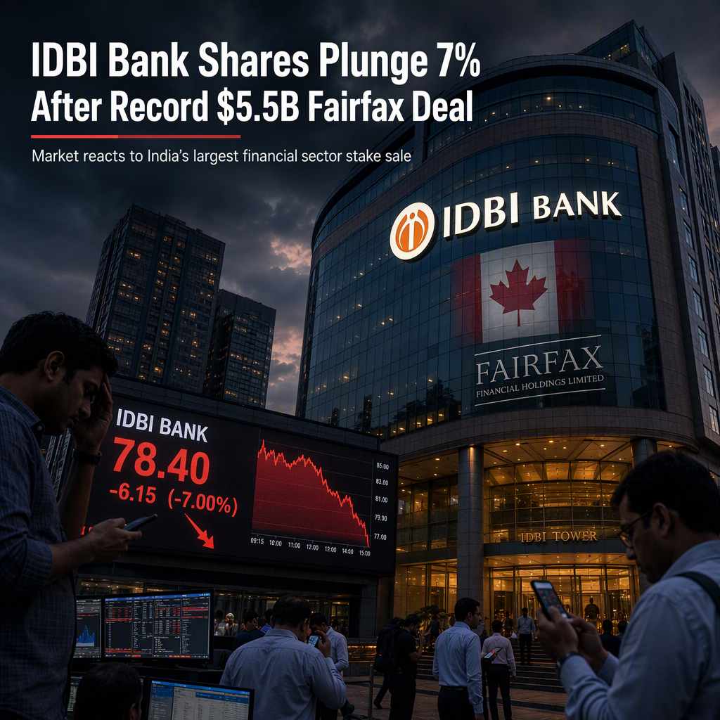 IDBI Bank Shares Plunge 7% as India Announces $5.5 Billion Stake Sale to Fairfax