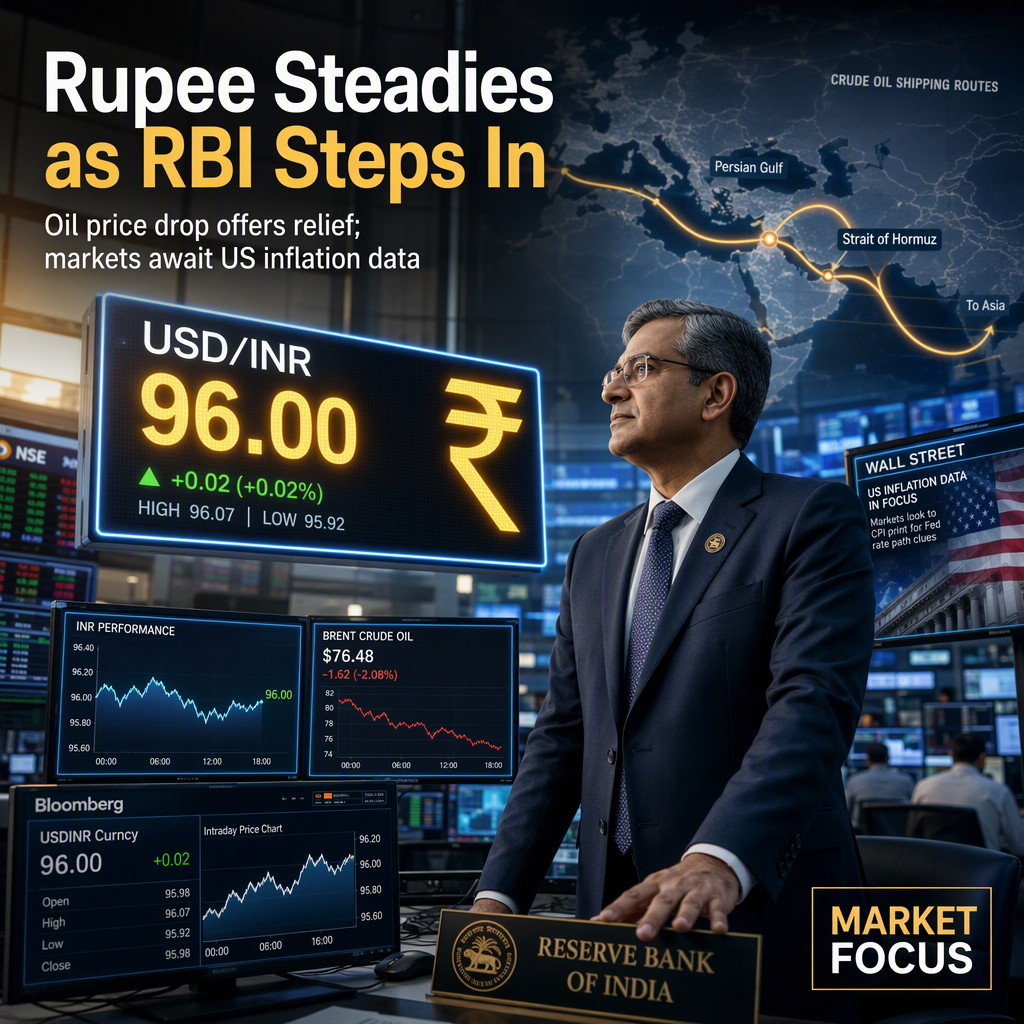 Indian Rupee Holds Steady as RBI Intervenes and Oil Prices Ease; Markets Eye US Inflation Data