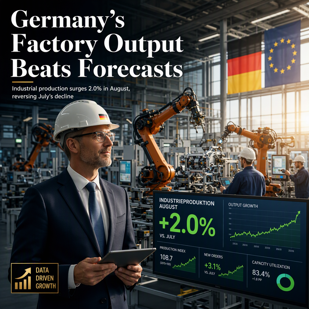 Germany's Industrial Production Surges 2.0% in August, Beating Expectations