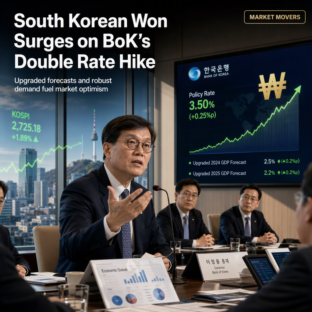 Bank of Korea's Consecutive Rate Hike and Upgraded Forecasts Boost South Korean Won