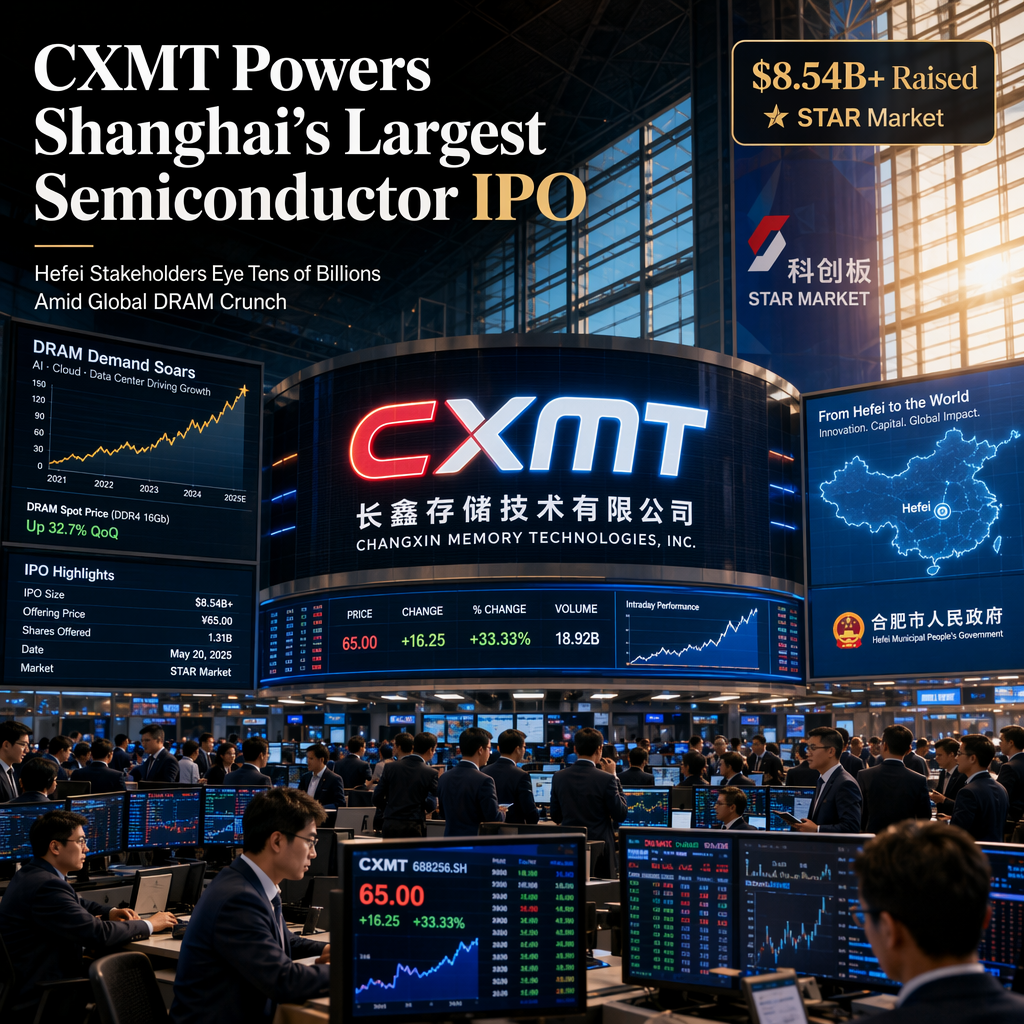 CXMT Set for Shanghai's Largest Semiconductor IPO, Aiming to Raise Over $8.54 Billion Amid Global DRAM Demand