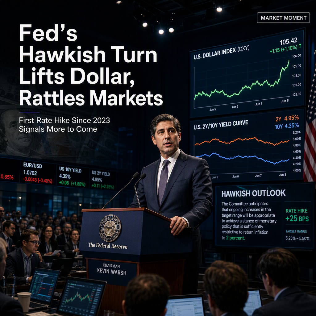 Fed Delivers First Rate Hike Since 2023, Signals More to Come as Dollar Strengthens and Markets React