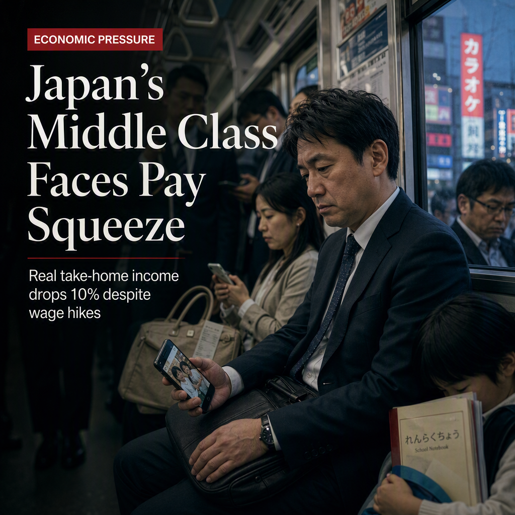 Japan's Middle Class Faces 10% Drop in Real Take-Home Pay Despite Wage Increases