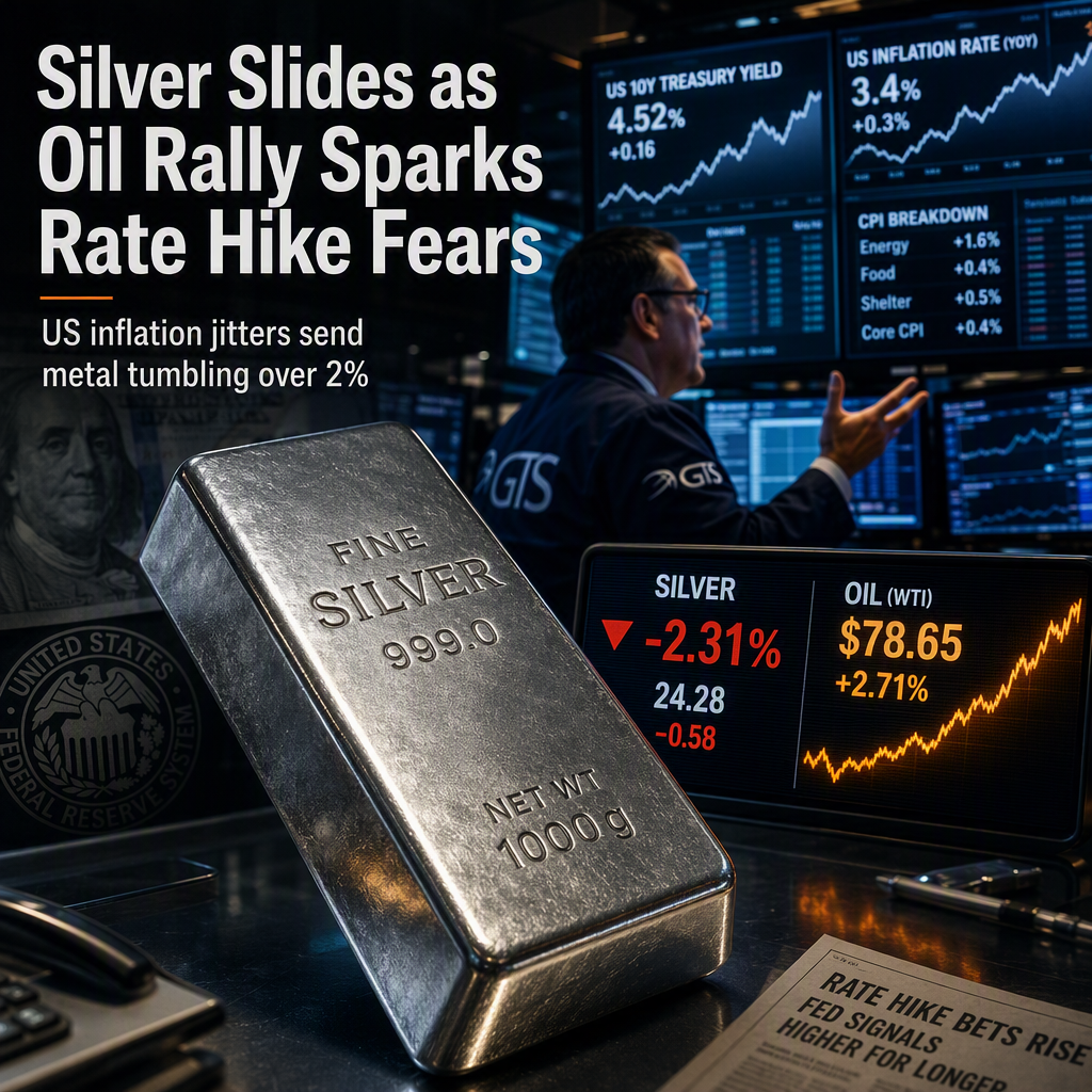 Silver Drops Over 2% as Oil Rally Fuels US Inflation and Rate Hike Concerns