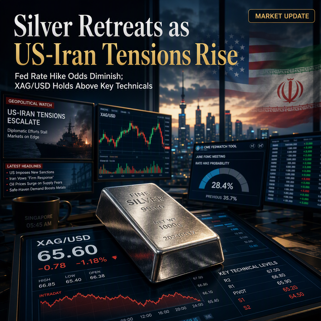 Silver Price Drops to $65.60 Amid US-Iran Tensions and Diminished Fed Rate Hike Expectations