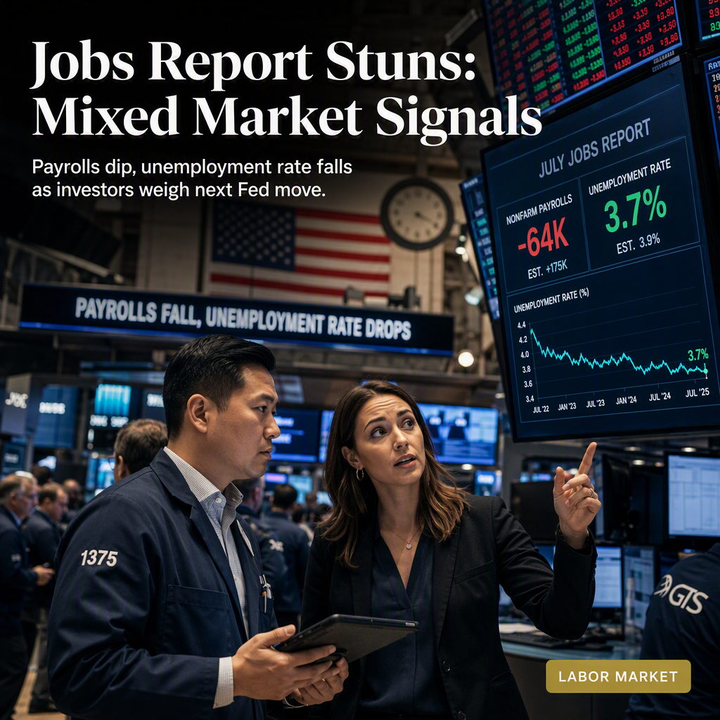 U.S. July Jobs Report Delivers Mixed Signals as Payrolls Fall but Unemployment Rate Drops