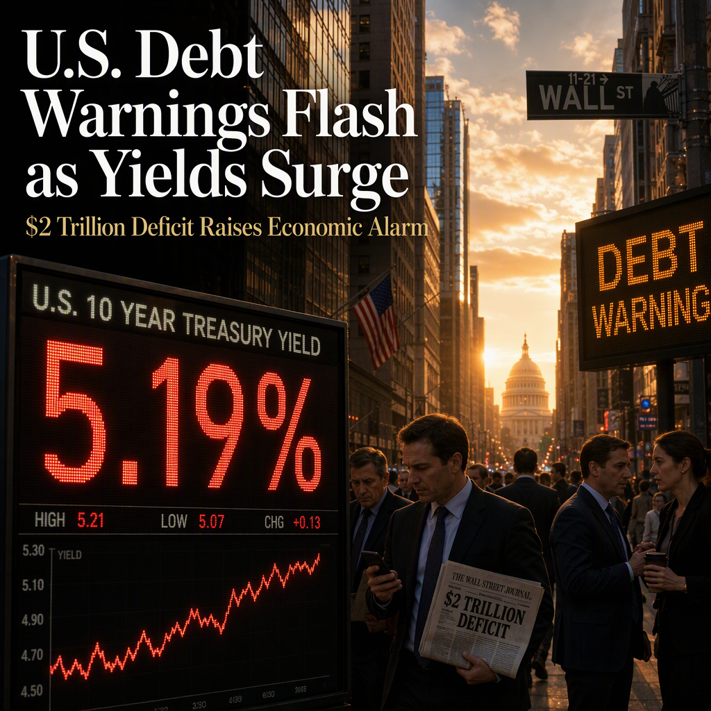 U.S. Faces Mounting Economic Pressure as $2 Trillion Deficit and 5% Treasury Yields Signal Debt Concerns